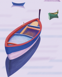 原创插画彩色船